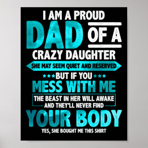 Poster Papa fier d'une Fête des pères de fille folle