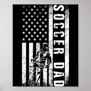 Poster Papa footballeur Drapeau États-Unis Équipe de foot