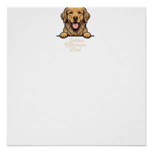 Poster Papa Golden Retriever Gravure Vintage