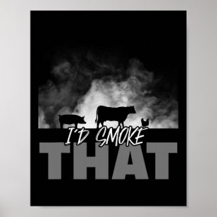 Poster Papa Grilling Barbecue - Je fumerais ce cochon de