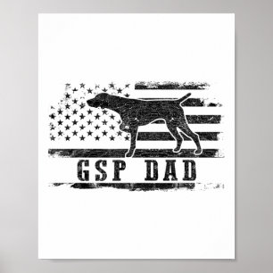 Poster Papa Gsp Usa Drapeau Américain Pointer Allemand à