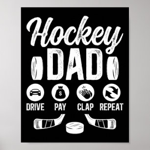 Poster Papa Hockey Conduis Paie Applaudit Joueur de Hocke