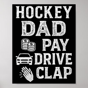 Poster Papa hockey Paye Conduire Applaudir Drôle De Papa