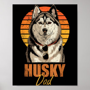 Poster Papa Husky Rétro Cool Drôle Vintage Amoureux des C
