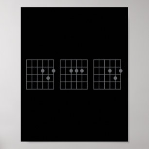 Poster Papa Jamais Fête des pères Chemise Guitare Chord R