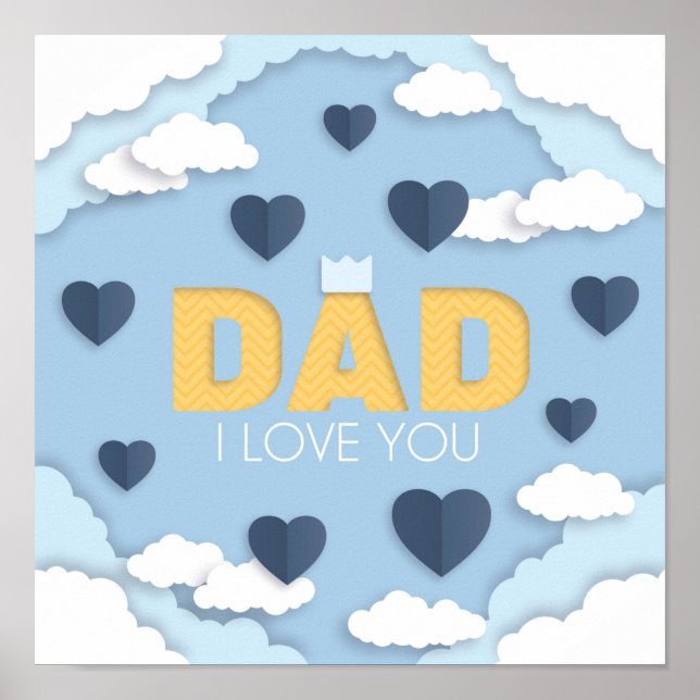Poster Papa, je t'aime, fête des pères cadeau (Devant)