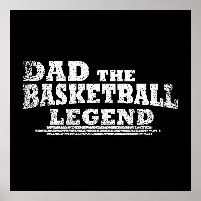Poster Papa la légende du basket-ball drôle cadeaux de fê (Devant)