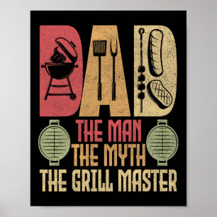 Poster Papa L'Homme Le Mythe Le Grill Master Bbq Party Rb