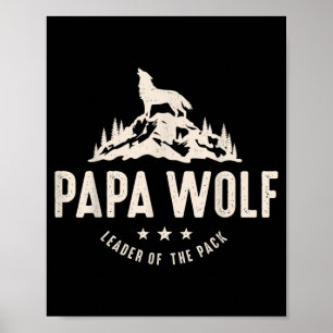Poster Papa Loup Fête des Pères Papa Papa Mignon Animal F