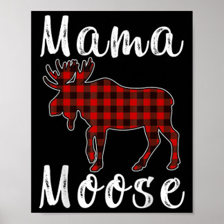 Poster Papa Maman Élan Famille Noël Pyjama Rouge & Noir