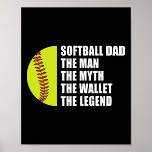 Poster Papa Man Myths Wallet Softball Fête des pères