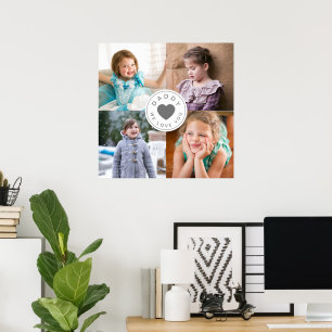 Poster Papa Nous T'Aimons Coeur 4 Collage Photo 