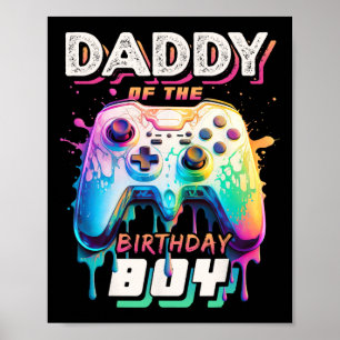 Poster Papa Of Anniversaire Garçon Matching Vidéo Jeu Bir