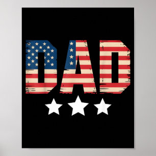 Poster Papa patriotique Usa Fête des pères Drapeau améric