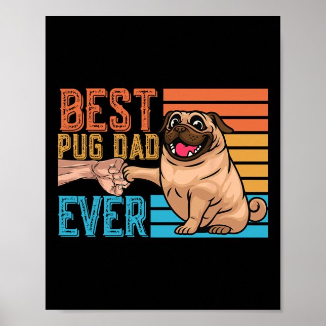 Poster Papa Pug Papa de la fête des pères Pug  (Devant)