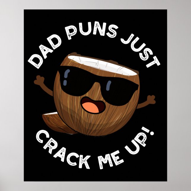 Poster Papa Puns M'Accroche Funky Coconut Pun Dark BG (Devant)