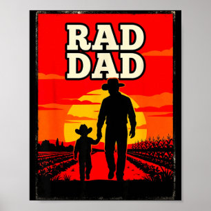 Poster Papa radical père et fils agriculteur western couc