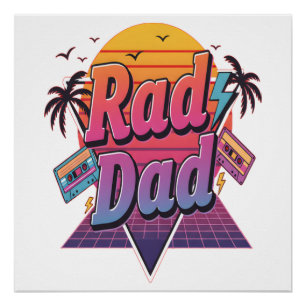 Poster Papa Radical – Style Néo Rétro des Années 80 pour 