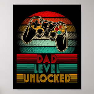 Poster Papa Rétro Niveau Débloqué Nouveau Contrôleur Papa