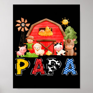 Poster Papa Rouge Ferme Vache Anniversaire Garçon Famille