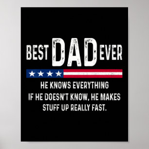 Poster Papa Sait Jamais Tout Drôle Fête des pères Dada F
