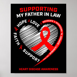 Poster Papa Soutien Père En Droit Maladie de Coeur Rouge 