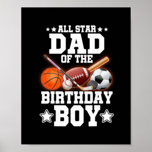 Poster Papa toute étoile du garçon fêté Sketll Soccer Spo