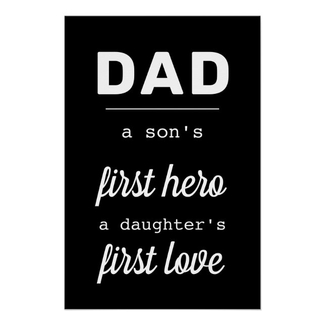 Poster Papa Un Fils Premier Héros Typographie Père modern (Devant)