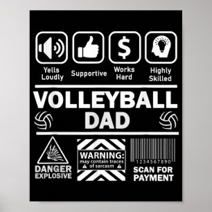 Poster Papa Volley-ball Contenu Drôle de Père de Sport