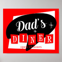 Papa's Diner Rouge Noir Retro Cuisine Imprimer