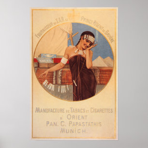 Poster PAPASTAThis MUNICH Cigarettes Tabac Vieux allemand