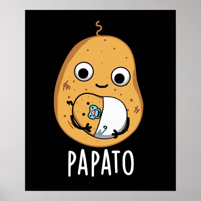 Poster Papato Funny Potato Pun Dark BG (Devant)