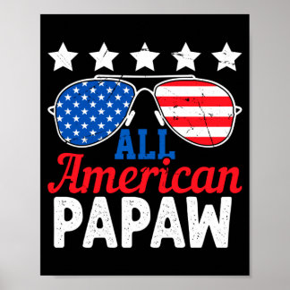 Poster Papaw Américain Rétro 4 Juillet Patriotique