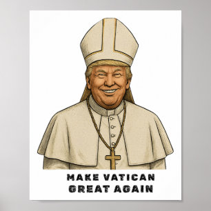 Poster Pape Trump Drôle Trump Vatican Chrétien Rétro Chu