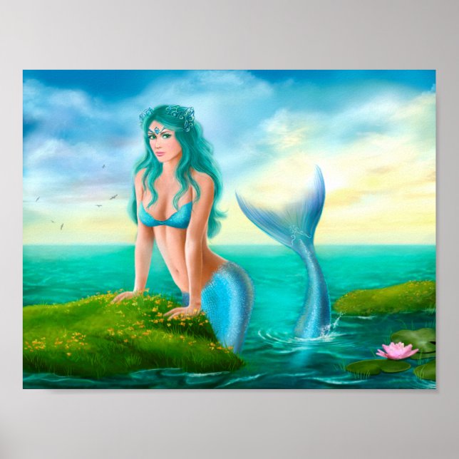 Poster Paper Fantasy schöne Meerjungfrau (Vorne)