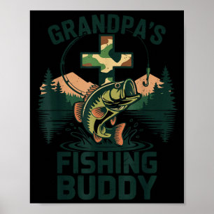 Poster Papi en bas âge, copain de pêche, camouflage, bass