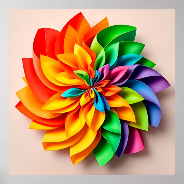 Poster Papier Abstrait d'Arc-en-Ciel Vibrant (Devant)