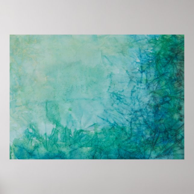 Poster Papier Avec Peinture Bleue, Verte Et Noire Abstrai (Devant)
