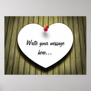 Poster Papier Coeur manuscrit Script rustique