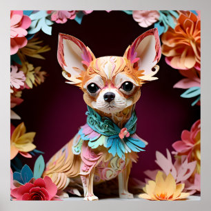 Poster Papier couleur Rococo Pastel Chihuahua