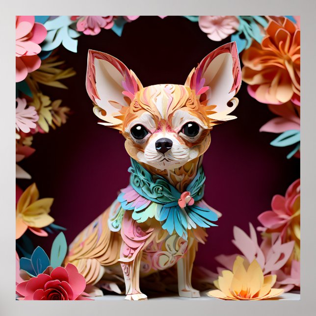 Poster Papier couleur Rococo Pastel Chihuahua (Devant)