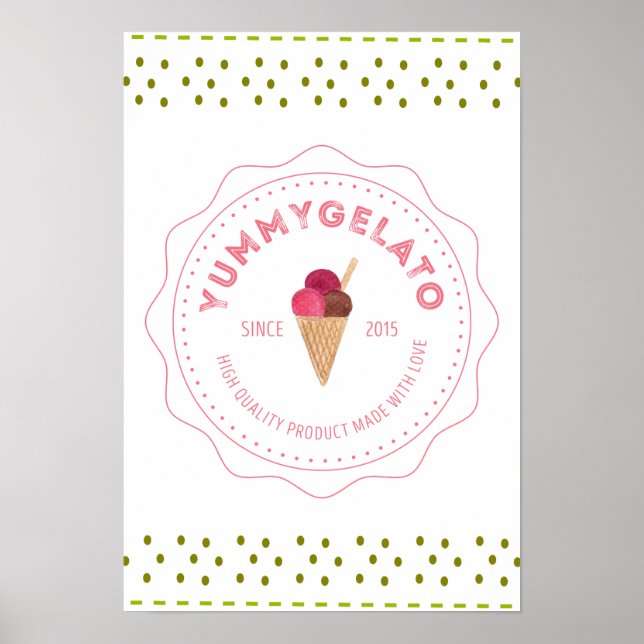 Poster Papier d'affiche de valeur Yummy Gelato 20x16 (mat (Devant)
