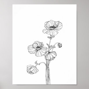 Poster Papier d'affiche minimaliste à fleurs (Matte)