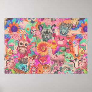 Poster papier de découpage vintage Kitschy Collage