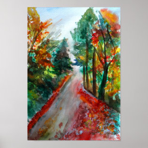 Poster Papier de l'affiche de valeur du paysage d'automne