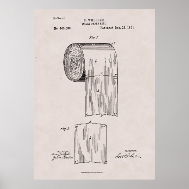 Poster Papier de toilette Brevet no 465,588 par S. Wheele (Devant)