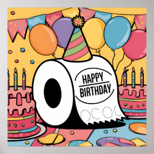 Poster Papier de toilette portant des ballons casquettes 