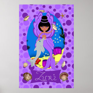 Poster Papier mauve et dauphin