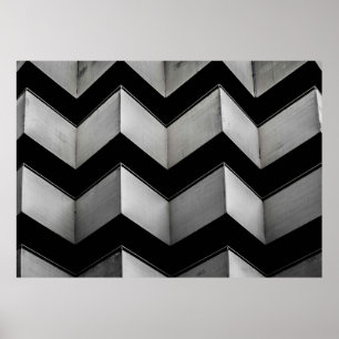 POSTER PAPIER NOIR ET BLANC CHEVRON