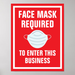 Poster Papier obligatoire de Masque de face rouge gras 11